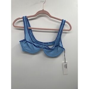 NWT Frankies Bikinis Romeo Underwire Bikini Top Women's Medium Sky Blue Classic